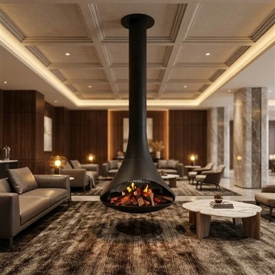 Chimenea colgante con holograma